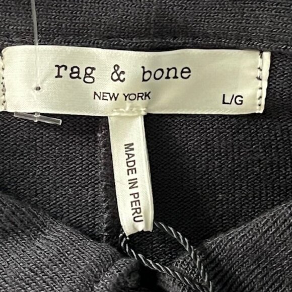 rag & bone Lea Polo Shirt Long Sleeves 5 Buttons Black Size Large MSRP $158 NWT - Picture 13 of 15